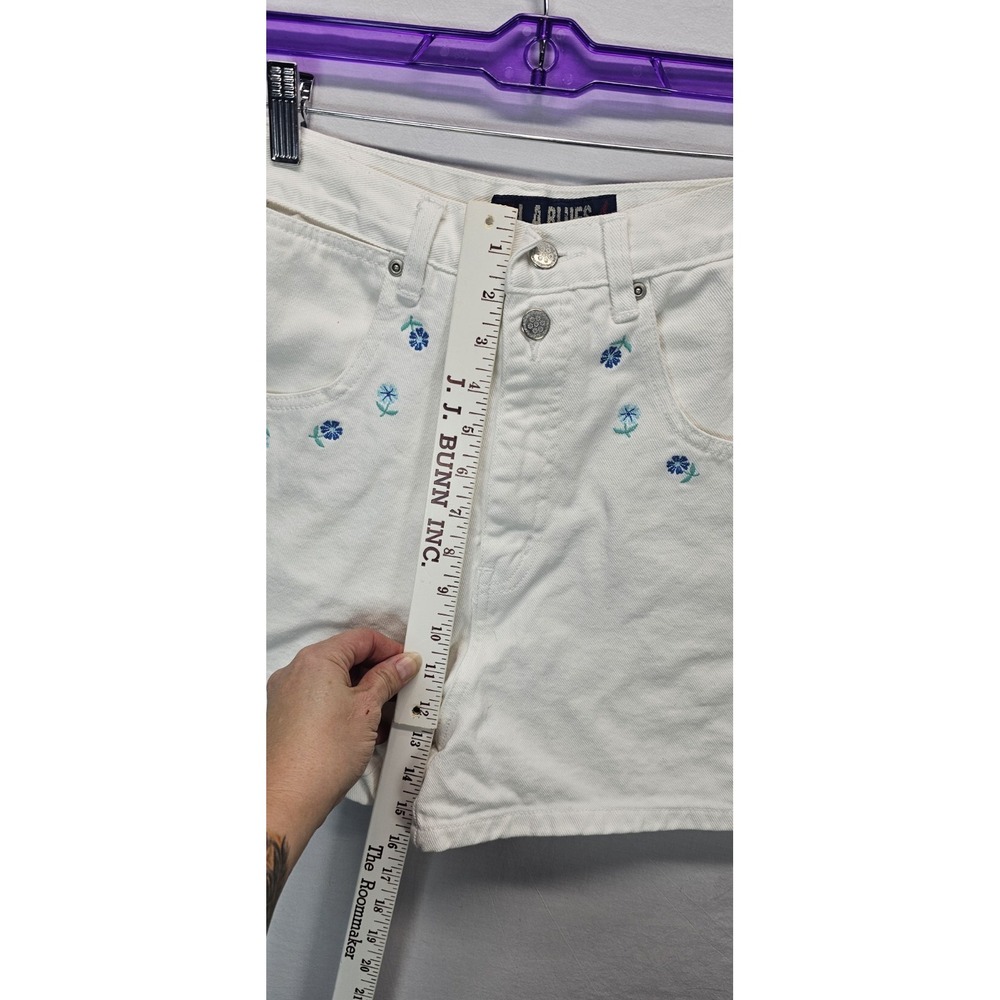 Vintage L.A. Blues‎ White Embroidered Floral Denim Shorts Women's Size 16 90s - Picture 4 of 6